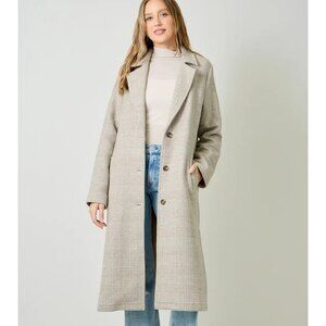Houndstooth Plaid Long Coat